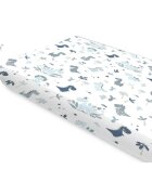 MimiNu Cearceaf cu elastic din bumbac 160x80 cm Dino Granat
