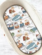 MimiNu Cearceaf cu elastic pentru landou carucior si cosulet dimensiune 80x35 cm din bumbac Design Zoo in train
