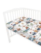 MimiNu Cearceaf cu elastic pentru patut 120X60 cm din bumbac Design Zoo in train