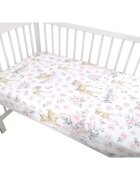 MimiNu Cearceaf cu elastic pentru patut 140X70 cm din bumbac Sweet Deer pink