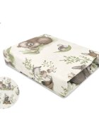 MimiNu Cearceaf cu elastic pentru patut 90x40 bumbac Design Calm Forest Natural