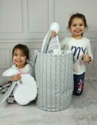 MimiNu Cos rotund pentru depozitare jucarii 35x50 cm Childrens Journey Grey