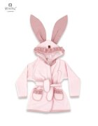 MimiNu Halat de baie cu urechi din bumbac si thermo fleece 6-24 luni Royal Powder Pink