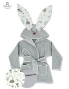 MimiNu Halat de baie cu urechi din bumbac si thermo fleece Forest Friends Mint