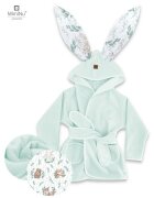 MimiNu Halat de baie cu urechi din bumbac si thermo fleece Lulu Natural