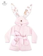 MimiNu Halat de baie cu urechi din bumbac si thermo fleece Sweet Deer Pink