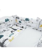 MimiNu Lenjerie patut 3 piese cu protectie laterala Childrens Journey Grey din bumbac pentru patut 120x60 cm