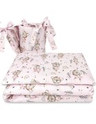 MimiNu Lenjerie patut 3 piese cu protectie laterala din bumbac 120x60 cm Design Little Ballerina Pink
