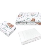 MimiNu Lenjerie patut 3 piese din bumbac 120x60 cm Lulu Natura
