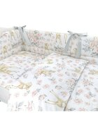 MimiNu Lenjerie patut 4 piese bumbac cu doua protectii laterale pentru patut 120x60 cm Sweet Deer Pink