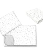 MimiNu Lenjerie patut cu 3 piese 120x60 cm din bumbac Mini Gray Stars