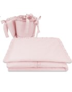 MimiNu Lenjerie patut cu 4 piese din bumbac protectii laterale 120x60 cm Colectia Royal Powder Pink