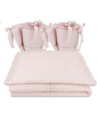 MimiNu Lenjerie patut cu 4 piese din bumbac protectii laterale 120x60 cm Colectia Royal Powder Pink