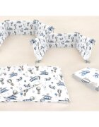 MimiNu Lenjerie patut cu 5 piese 120x60 cm din bumbac blue plane