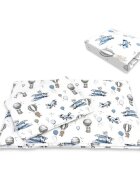 MimiNu Lenjerie patut cu 5 piese 120x60 cm din bumbac blue plane