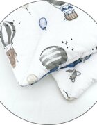 MimiNu Lenjerie patut cu 5 piese 120x60 cm din bumbac blue plane
