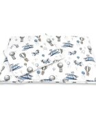 MimiNu Lenjerie patut cu 5 piese 120x60 cm din bumbac blue plane
