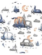MimiNu Lenjerie patut cu 5 piese 120x60 cm din bumbac Cars Grey