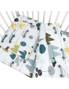 MimiNu Lenjerie patut cu 5 piese 120x60 cm din bumbac Childrens Journey