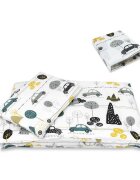 MimiNu Lenjerie patut cu 5 piese 120x60 cm din bumbac Childrens Journey