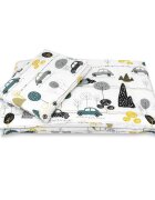 MimiNu Lenjerie patut cu 5 piese 120x60 cm din bumbac Childrens Journey