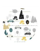 MimiNu Lenjerie patut cu 5 piese 120x60 cm din bumbac Childrens Journey