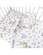 MimiNu Lenjerie patut cu 5 piese 120x60 cm din bumbac Sweet Deer Pink