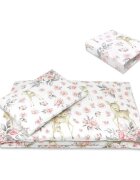 MimiNu Lenjerie patut cu 5 piese 120x60 cm din bumbac Sweet Deer Pink
