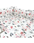 MimiNu Lenjerie patut cu 5 piese pentru patut 120x60 cm din bumbac Design Fox