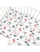 MimiNu Lenjerie patut cu 5 piese pentru patut 120x60 cm din bumbac Design Fox