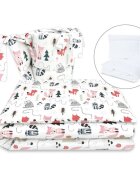 MimiNu Lenjerie patut cu 5 piese pentru patut 120x60 cm din bumbac Design Fox