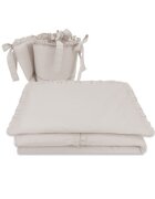 MimiNu Lenjerie pentru patut cu 3 piese Colectia Royal Beige cu volanase 120x60 cm