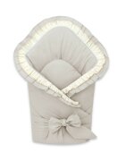 MimiNu Paturica de infasat cu volanase si dantela 75x75 cm Beige