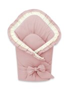 MimiNu Paturica de infasat cu volanase si dantela 75x75 cm Powder Pink