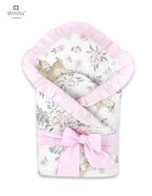 MimiNu Paturica de infasat multifunctionala cu volanase 75x75 cm Sweet Deer PinkPink