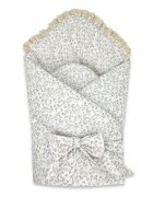 MimiNu Paturica de infasat Premium cu volanase si dantela 75x75 cm Meadow