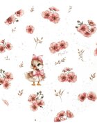MimiNu Paturica pentru scoica si carucior cu gluga si urechi 90x90 cm Ducklings Powdery Pink