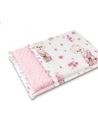 MimiNu Paturica pufoasa cu doua fete dimensiune 75x100 cm tesatura minky si bumbac Design Pink Ballerina
