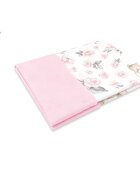MimiNu Paturica pufoasa cu doua fete din catifea si bumbac 75x100 cm Sweet Deer Pink