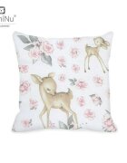 MimiNu Perna clasica de dormit cu husa detasabila cu fermoar din bumbac 40x40 cm Sweet Deer Pink