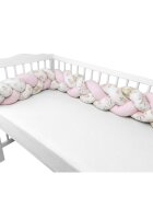 MimiNu Protectie laterala pentru patut tip bumper impletit 220 cm sweet deer pink