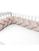 MimiNu Protectie laterala pentru patut tip bumper impletit 220x23 cm Beige Pink