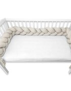 MimiNu Protectie laterala pentru patut tip bumper impletit din bumbac 240x17 cm Soft Beige