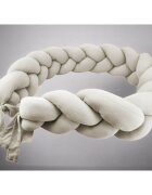 MimiNu Protectie laterala pentru patut tip bumper impletit din bumbac 240x17 cm Soft Beige