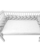 MimiNu Protectie laterala pentru patut tip bumper impletit din bumbac 240x17 cm Soft Gray