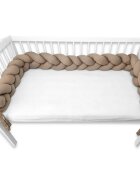 MimiNu Protectie laterala pentru patut tip bumper impletit din bumbac 240x17 cm Soft Mocha