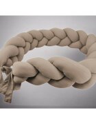 MimiNu Protectie laterala pentru patut tip bumper impletit din bumbac 240x17 cm Soft Mocha