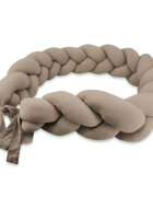 MimiNu Protectie laterala pentru patut tip bumper impletit din bumbac 240x17 cm Soft Mocha