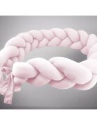 MimiNu Protectie laterala pentru patut tip bumper impletit din bumbac 240x17 cm Soft Powder Pink