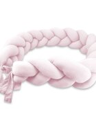 MimiNu Protectie laterala pentru patut tip bumper impletit din bumbac 240x17 cm Soft Powder Pink